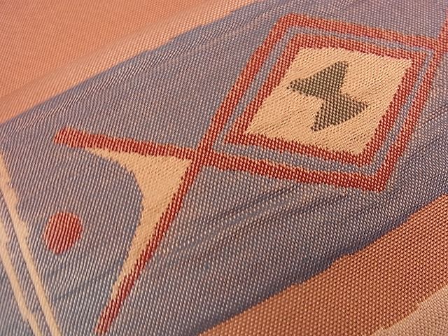 平和屋着物■六通柄袋帯 ふくれ織 更紗動物文 逸品 n-nr0074
