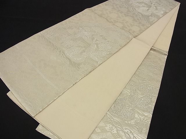 平和屋着物■六通柄袋帯 花鳥文 銀糸 逸品 n-nr0111
