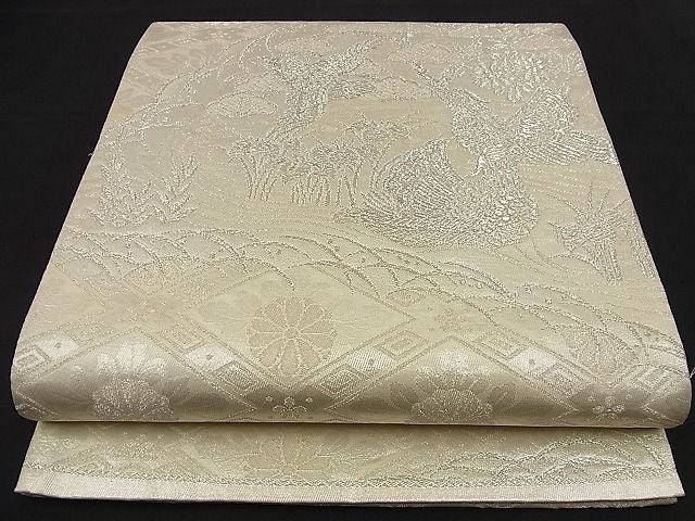 平和屋着物■六通柄袋帯 花鳥文 銀糸 逸品 n-nr0111