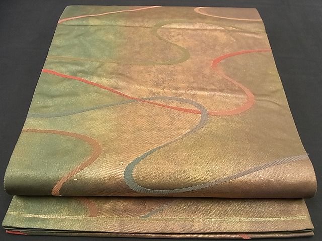 平和屋着物■六通柄袋帯 流水文 引箔 逸品 n-nr0114
