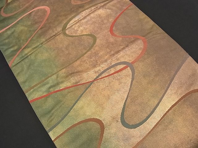 平和屋着物■六通柄袋帯 流水文 引箔 逸品 n-nr0114