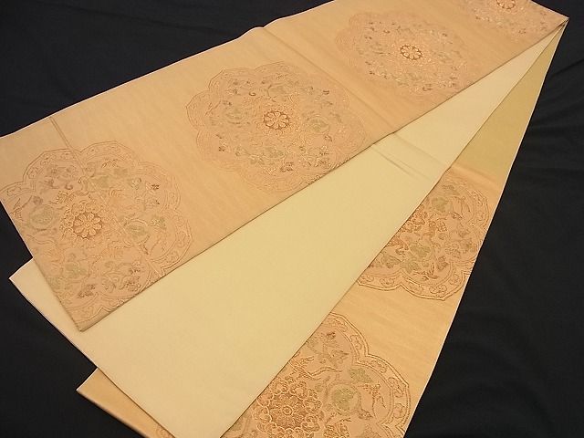 平和屋着物■六通柄袋帯 正倉院動物花文 金糸 逸品 n-nr0115