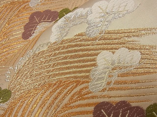 平和屋着物■六通柄袋帯 唐織 立波松文 金銀糸 逸品 n-nr0176