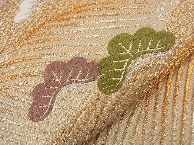 平和屋着物■六通柄袋帯 唐織 立波松文 金銀糸 逸品 n-nr0176