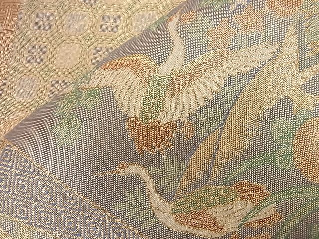 平和屋着物■宝珠本佐賀錦 六通柄袋帯 色紙重ね飛鶴吉祥風景花文 九百錦 金糸 逸品 n-nr0204