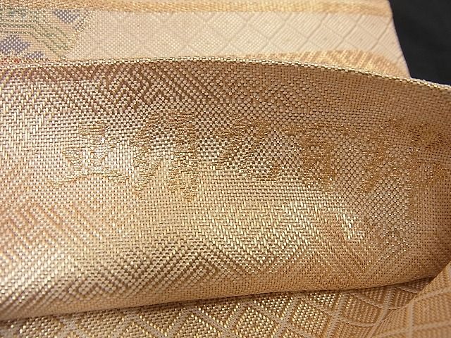 平和屋着物■宝珠本佐賀錦 六通柄袋帯 色紙重ね飛鶴吉祥風景花文 九百錦 金糸 逸品 n-nr0204