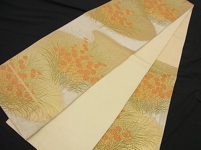 平和屋着物■六通柄袋帯 唐織 菊草花文 金銀糸 逸品 n-nr0220