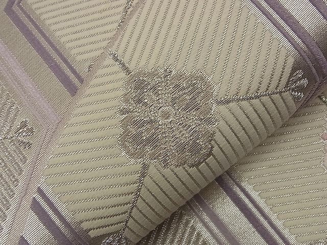 平和屋着物■六通柄袋帯 唐織 松葉亀甲花文 銀糸 逸品 n-nr0261