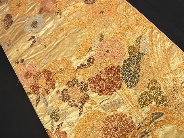 平和屋着物■六通柄袋帯 立波菊花文 金糸 逸品 n-nr0281