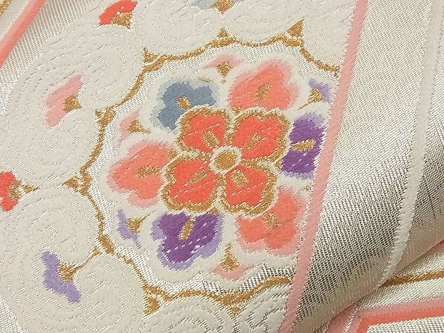 平和屋着物■六通柄袋帯 唐織 亀甲正倉院花文 金銀糸 逸品 n-nr0309