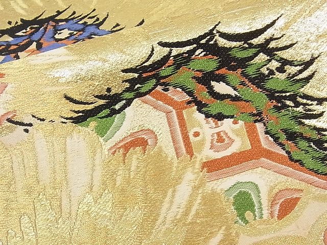 平和屋着物■アンティーク 大正ロマン 全通柄袋帯 吉祥花松文 金銀糸 逸品 ob2257