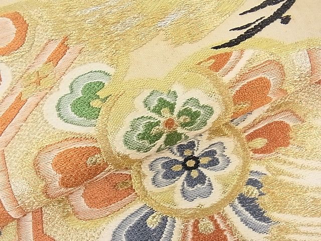 平和屋着物■アンティーク 大正ロマン 全通柄袋帯 吉祥花松文 金銀糸 逸品 ob2257