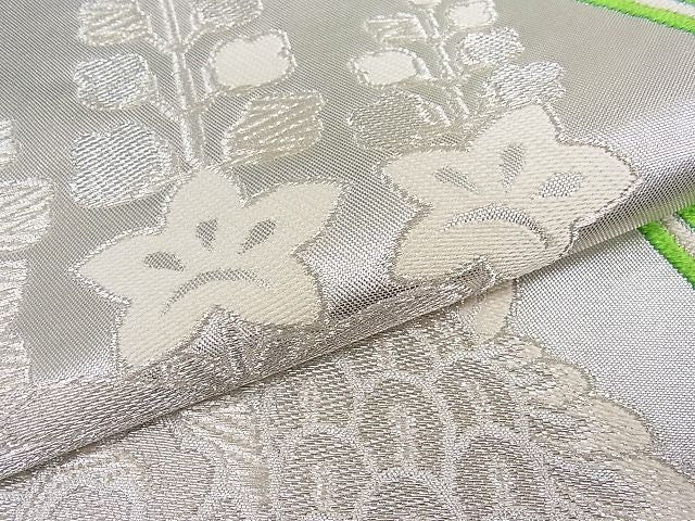 平和屋着物■六通柄袋帯 立涌鳳凰桐文 銀糸 逸品 ob2629