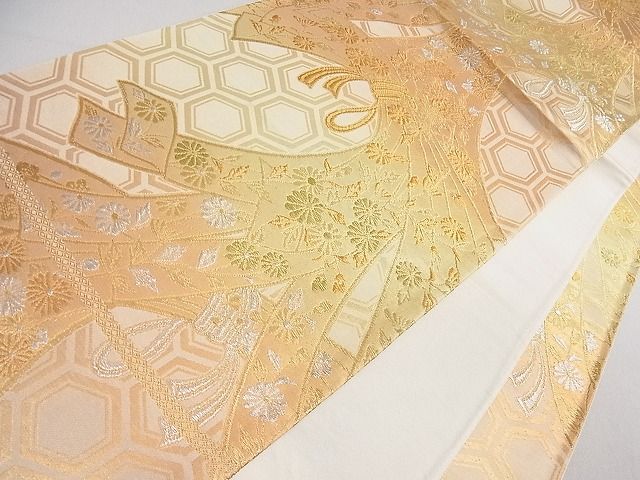 平和屋着物■六通柄袋帯 束ね熨斗吉祥花文 金銀糸 逸品 ob2630
