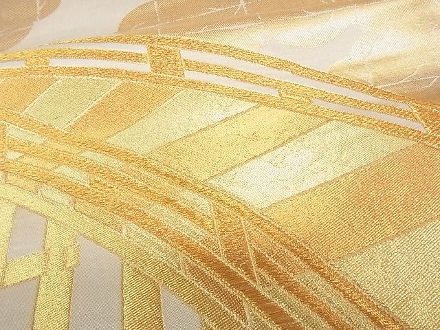 平和屋着物■六通柄袋帯 雲取渡橋文 金糸 逸品 op2729