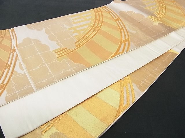 平和屋着物■六通柄袋帯 雲取渡橋文 金糸 逸品 op2729