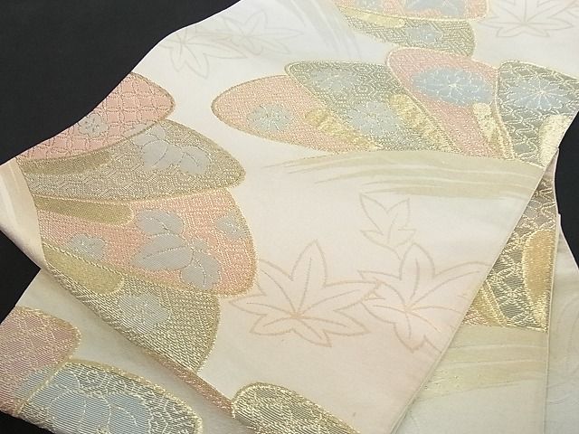 平和屋着物■六通柄袋帯 吉祥花文 金糸 逸品 op4291
