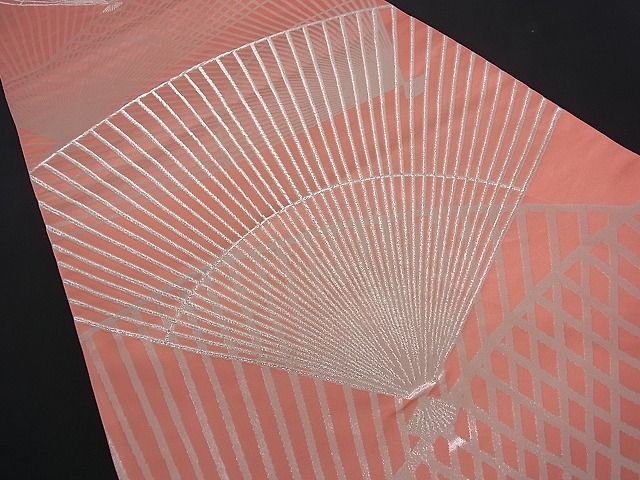 平和屋着物■六通柄袋帯 舞扇 銀糸 逸品 ox0143