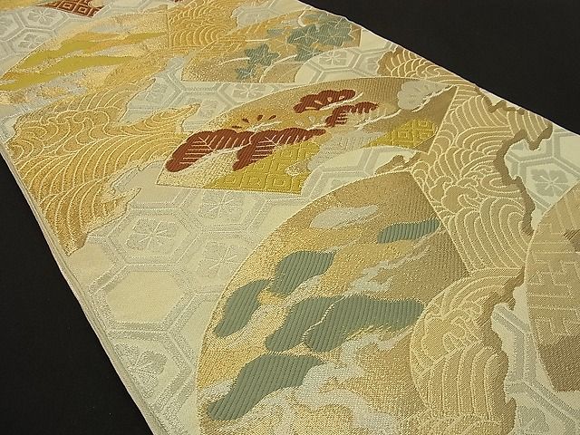 平和屋着物■六通柄袋帯 唐織 地紙吉祥花文 金銀糸 逸品 ox0201