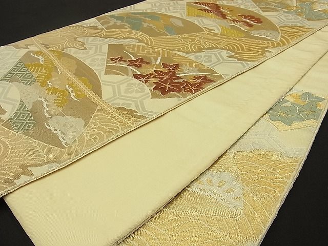 平和屋着物■六通柄袋帯 唐織 地紙吉祥花文 金銀糸 逸品 ox0201
