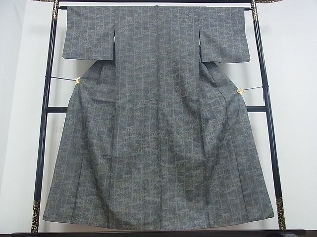 平和屋着物■上質なお召 笹竹文 逸品 ox0455