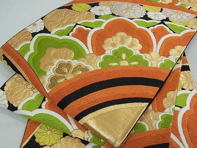 平和屋着物■六通柄袋帯 唐織 舞花文 黒地 金銀糸 逸品 ox2417