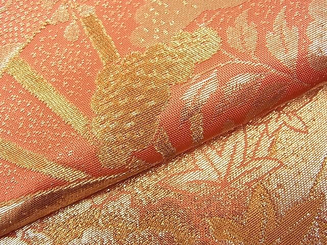平和屋着物■六通柄袋帯 扇面花車文 金糸 逸品 oy0988