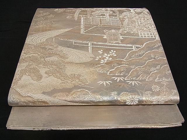 平和屋着物■西陣 村田織物謹製 六通柄袋帯 京洛錦 風景文 二重引箔 証紙付き 正絹 逸品 A-pf4123