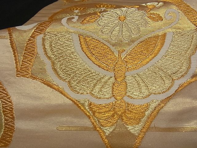 平和屋着物■六通柄袋帯 花青海波 金糸 正絹 逸品 A-pf4252