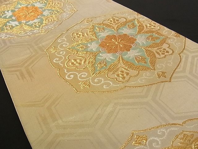 平和屋着物■六通柄袋帯 花唐草文 金銀糸 正絹 逸品 A-pf4582