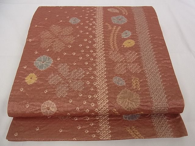平和屋着物■太鼓柄京袋帯 花間道 金通し地 正絹 逸品 A-pf4643