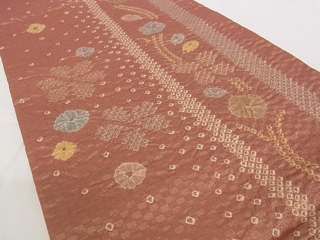 平和屋着物■太鼓柄京袋帯 花間道 金通し地 正絹 逸品 A-pf4643