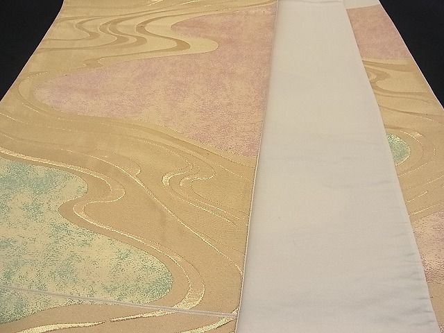 平和屋着物■六通柄袋帯 流水文 金糸 逸品 n-pk0231