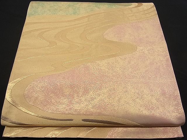 平和屋着物■六通柄袋帯 流水文 金糸 逸品 n-pk0231