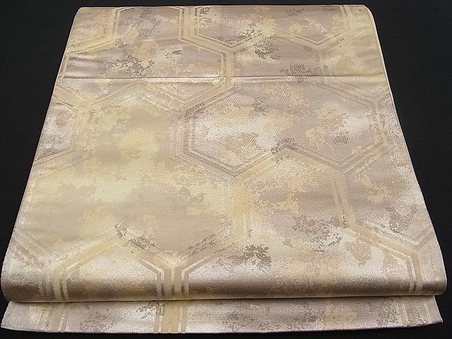 平和屋着物■六通柄袋帯 毘沙門亀甲文 引箔 金銀糸 逸品 n-pk0712