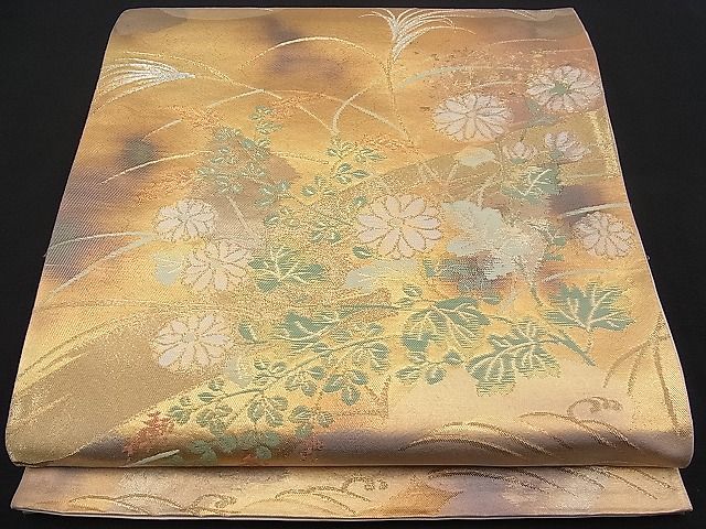 平和屋着物■六通柄袋帯 秋草文 金銀糸 逸品 n-pk0733