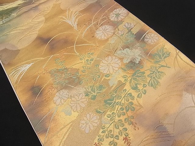 平和屋着物■六通柄袋帯 秋草文 金銀糸 逸品 n-pk0733