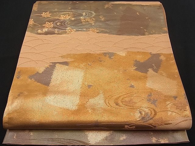 平和屋着物■六通柄袋帯 竜田川 金糸 逸品 n-pk0742