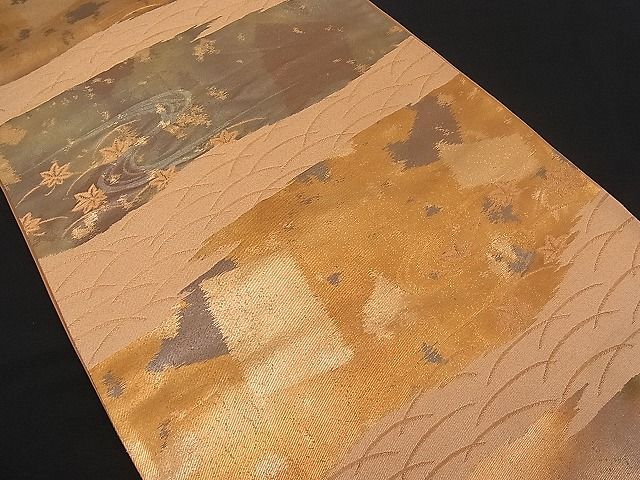 平和屋着物■六通柄袋帯 竜田川 金糸 逸品 n-pk0742
