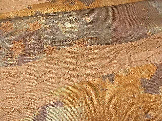 平和屋着物■六通柄袋帯 竜田川 金糸 逸品 n-pk0742