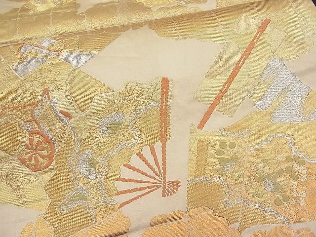平和屋着物■六通柄袋帯 雲取り器物文 金銀糸 逸品 n-pk0799