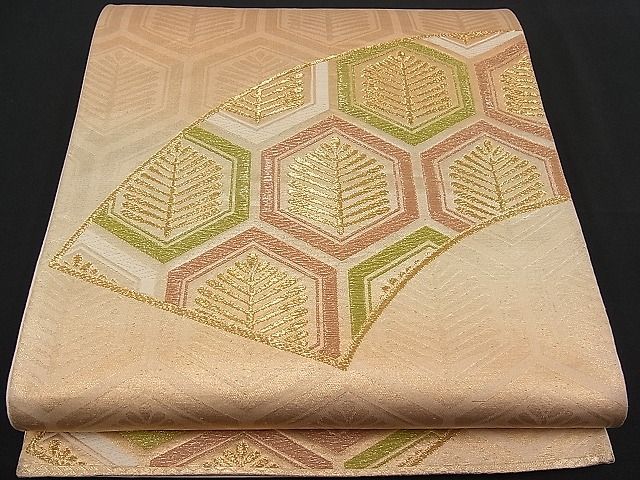 平和屋着物■六通柄袋帯 唐織 地紙若松亀甲文 金銀糸 逸品 n-pk0846