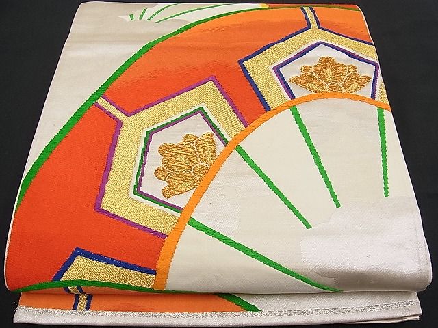 平和屋着物■六通柄袋帯 唐織 雲取り源氏車文 金銀糸 逸品 n-pk0854
