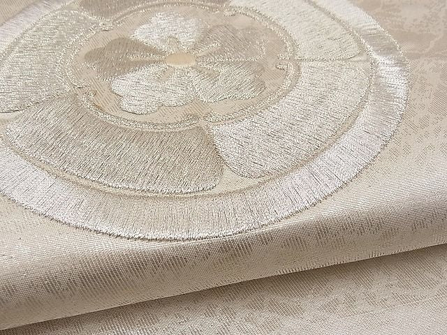 平和屋着物■袋帯 総刺繍 花丸文 銀糸 逸品 n-pk0871