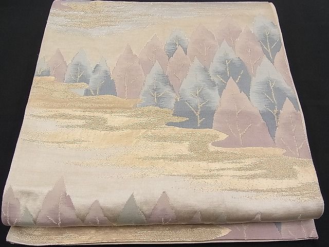 平和屋着物■六通柄袋帯 霞樹林文 金銀糸 逸品 n-pk0876