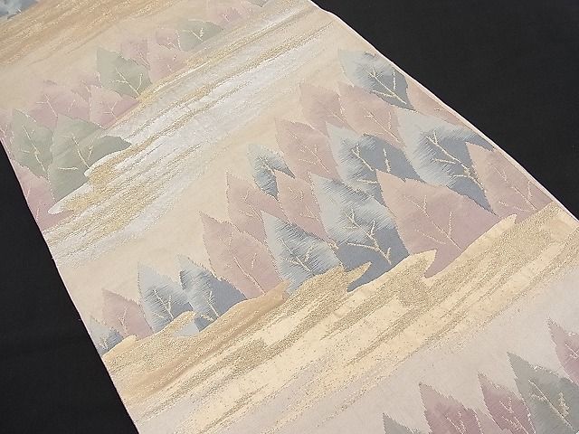 平和屋着物■六通柄袋帯 霞樹林文 金銀糸 逸品 n-pk0876