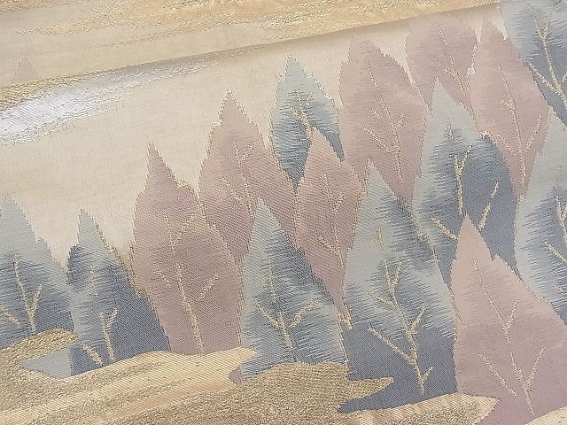 平和屋着物■六通柄袋帯 霞樹林文 金銀糸 逸品 n-pk0876