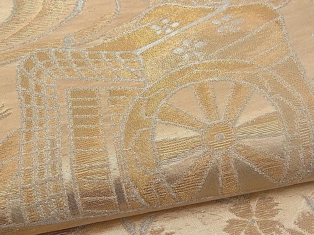 平和屋着物■六通柄袋帯 光琳 流水御所車花文 金銀糸 逸品 n-pk0912