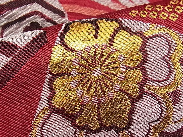 平和屋着物■九寸名古屋帯 唐織 扇面花文 金糸 n-pk1078