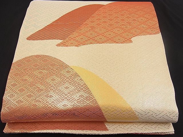 平和屋着物■佐賀錦 六通柄袋帯 遠山吉祥文 金糸 逸品 n-pk1092